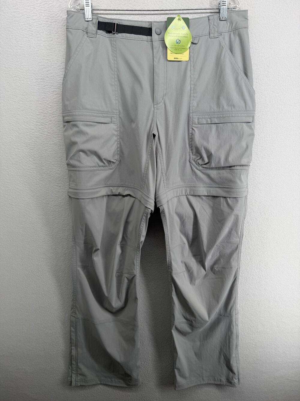 EMS Pants Womens 14R TechG Cargo Ecoflex Zip Off Stretch Ripstop Nylon Gray NEW